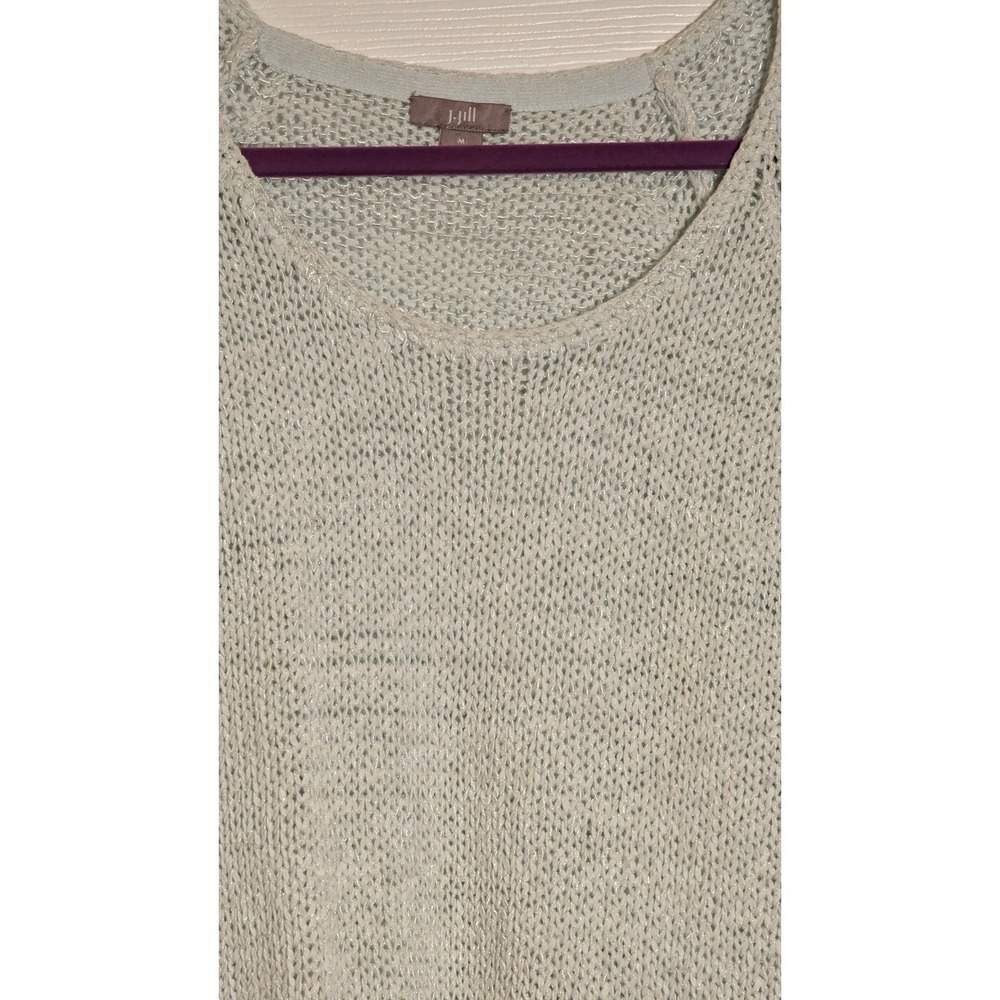 J.Jill Sweater M Blue Cotton Nylon Knit Crew Neck Long Sleeve Lightweight - Picture 4 of 8